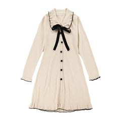 Pink/Beige Korean Elegant Princess Sweet Bow Knitted Dress