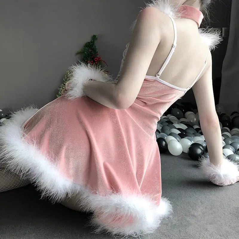 Pink/Red Christmas Lace Dress