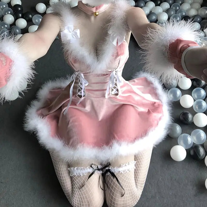 Pink/Red Christmas Lace Dress