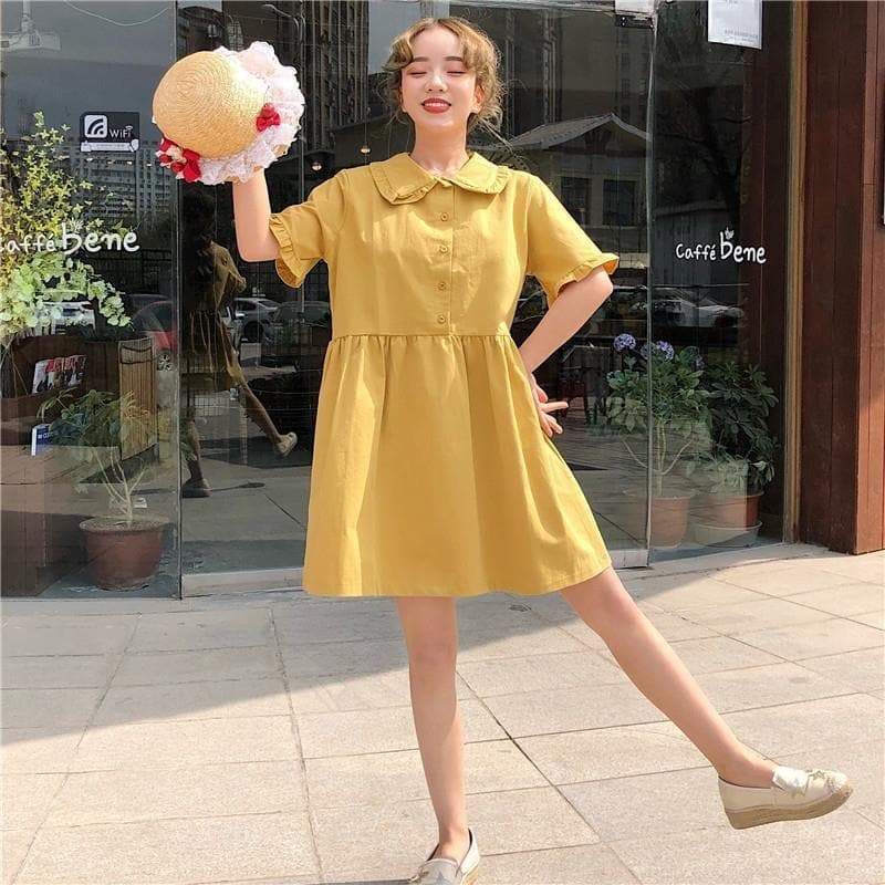 Preppy Style Purple Cute Girls A-line Midi Dress