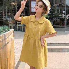 Preppy Style Purple Cute Girls A-line Midi Dress