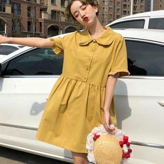 Preppy Style Purple Cute Girls A-line Midi Dress