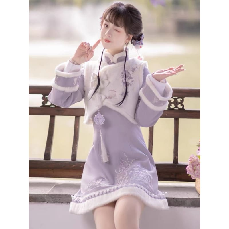 Purple Bunny Cheongsam Dress