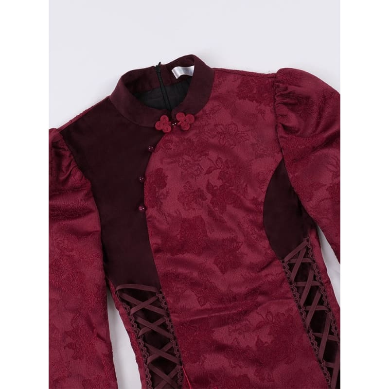Red Chinese Silk Cheongsam Dress