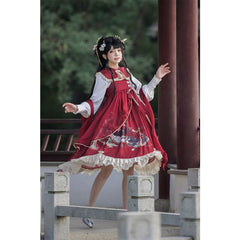 Red Dragon Lolita Tang Dress