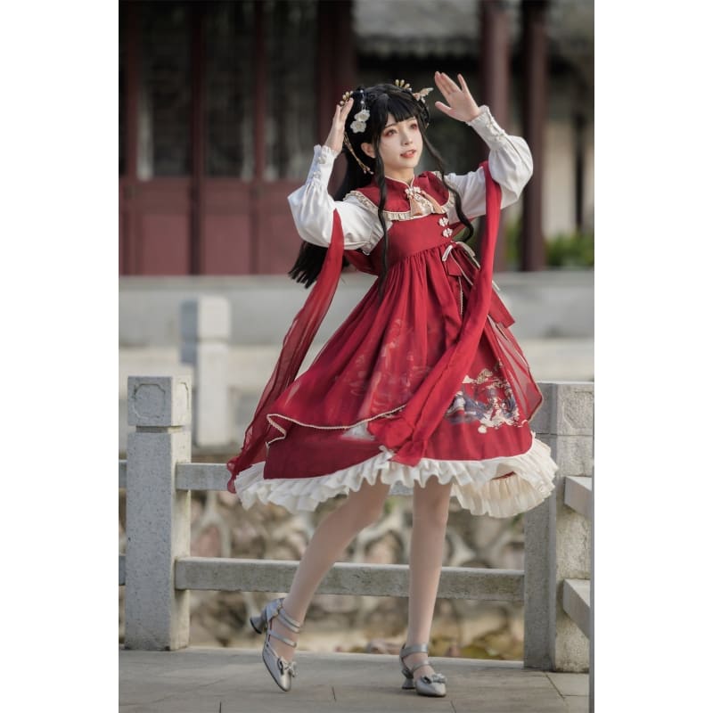 Red Dragon Lolita Tang Dress