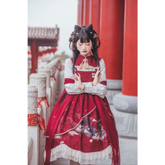 Red Dragon Lolita Tang Dress