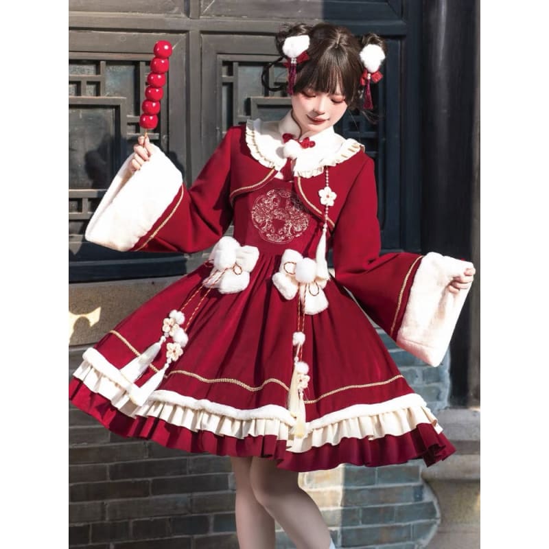 Red Sweet Vintage Chinese Dress