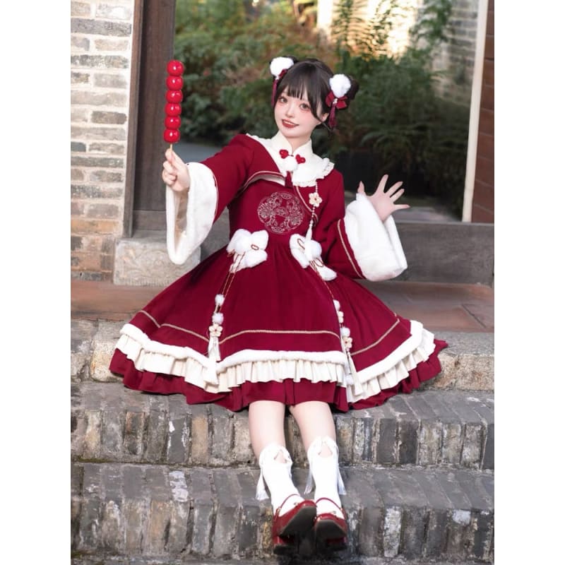 Red Sweet Vintage Chinese Dress
