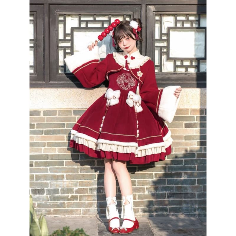 Red Sweet Vintage Chinese Dress