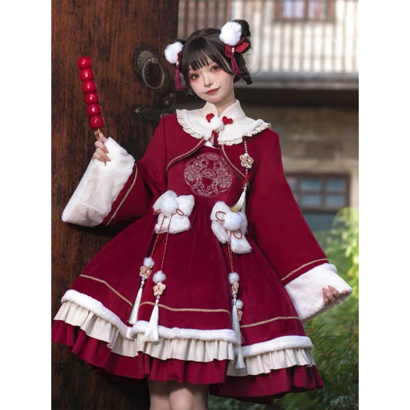 Red Sweet Vintage Chinese Dress