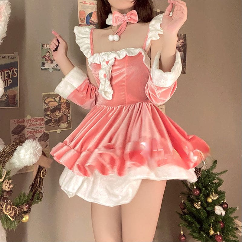 Red/Pink Kawaii Christmas Dress Set PE200