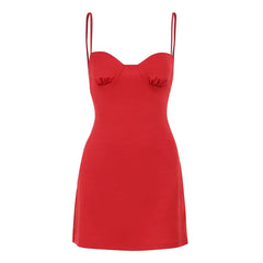 Bold Red Satin Mini Dress