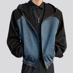 Regular fit rubber hem men's denim bomber jacket