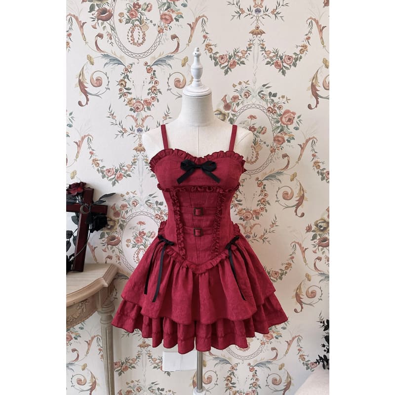 Reservation Lolita Red Hunter Amber JKS Dress Full Set