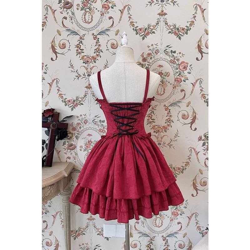 Reservation Lolita Red Hunter Amber JKS Dress Full Set