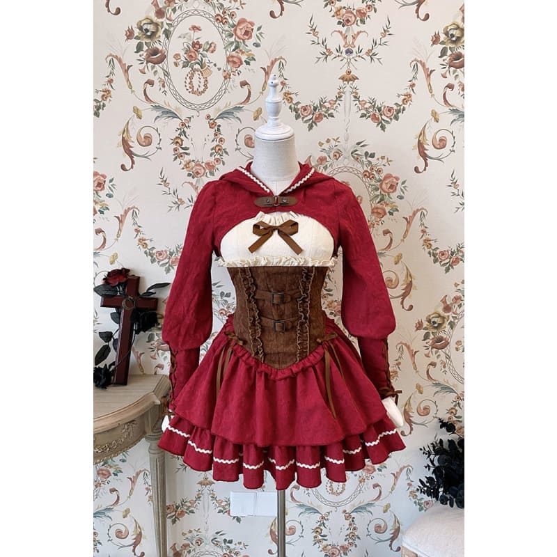 Reservation Lolita Red Hunter Amber JKS Dress Full Set