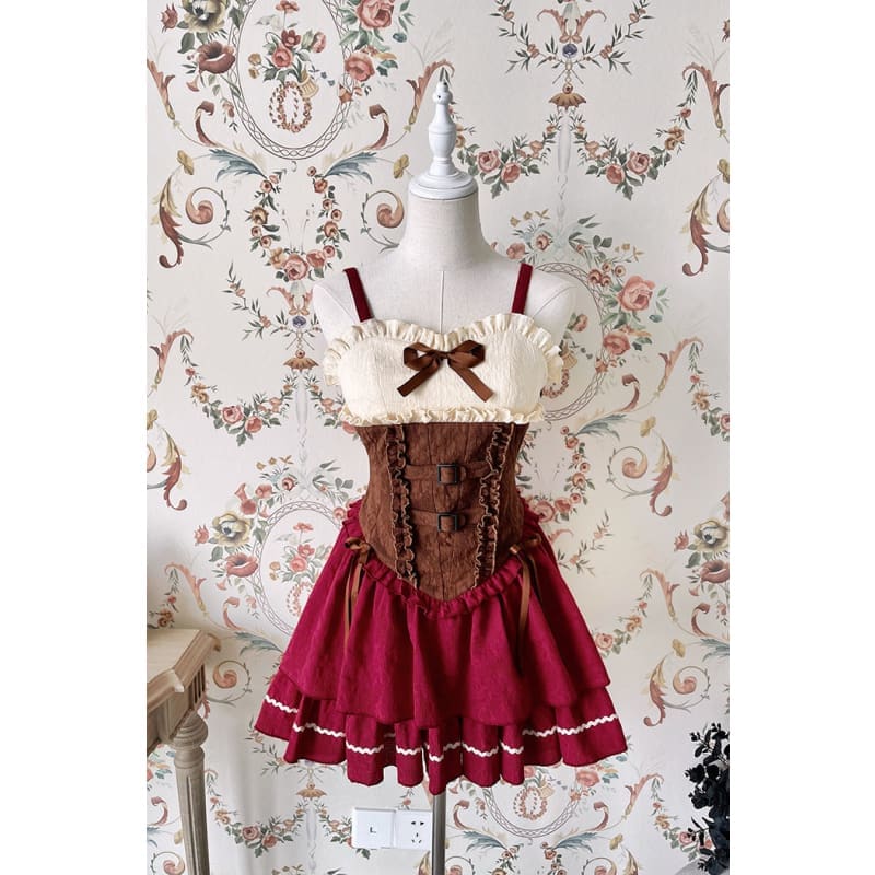 Reservation Lolita Red Hunter Amber JKS Dress Full Set