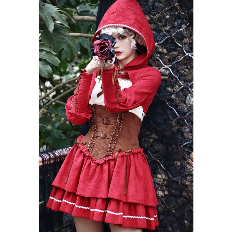 Reservation Lolita Red Hunter Amber JKS Dress Full Set