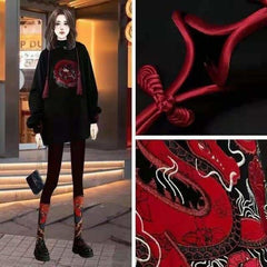 Retro Cute Print Hooded High-necked Sweatshirt Dress