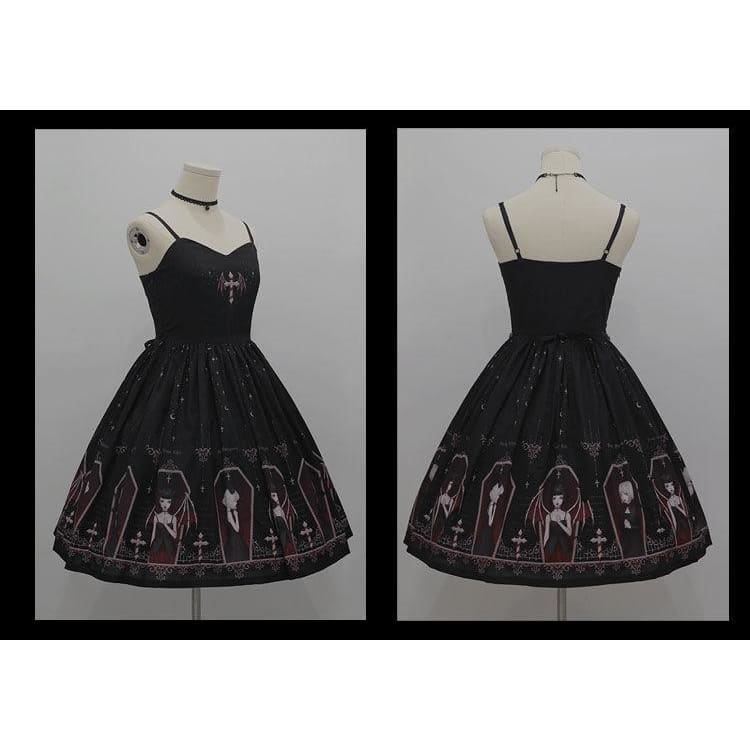 Retro Gothic Court Lolita Halter Straps Dress