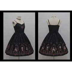 Retro Gothic Court Lolita Halter Straps Dress