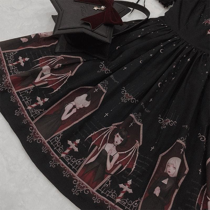 Retro Gothic Court Lolita Halter Straps Dress