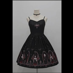 Retro Gothic Court Lolita Halter Straps Dress