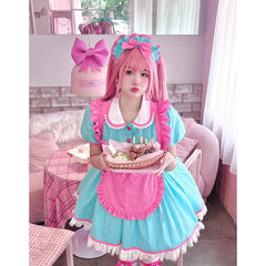 Retro Neon Bubble Gum Rollerskate Maid Lolita Dress