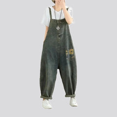 Retro style denim bib for ladies