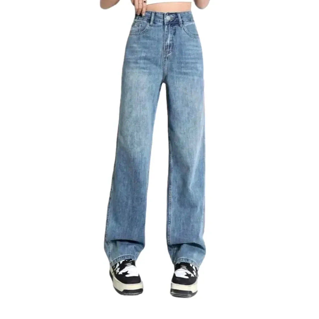 Sanded baggy jeans for women