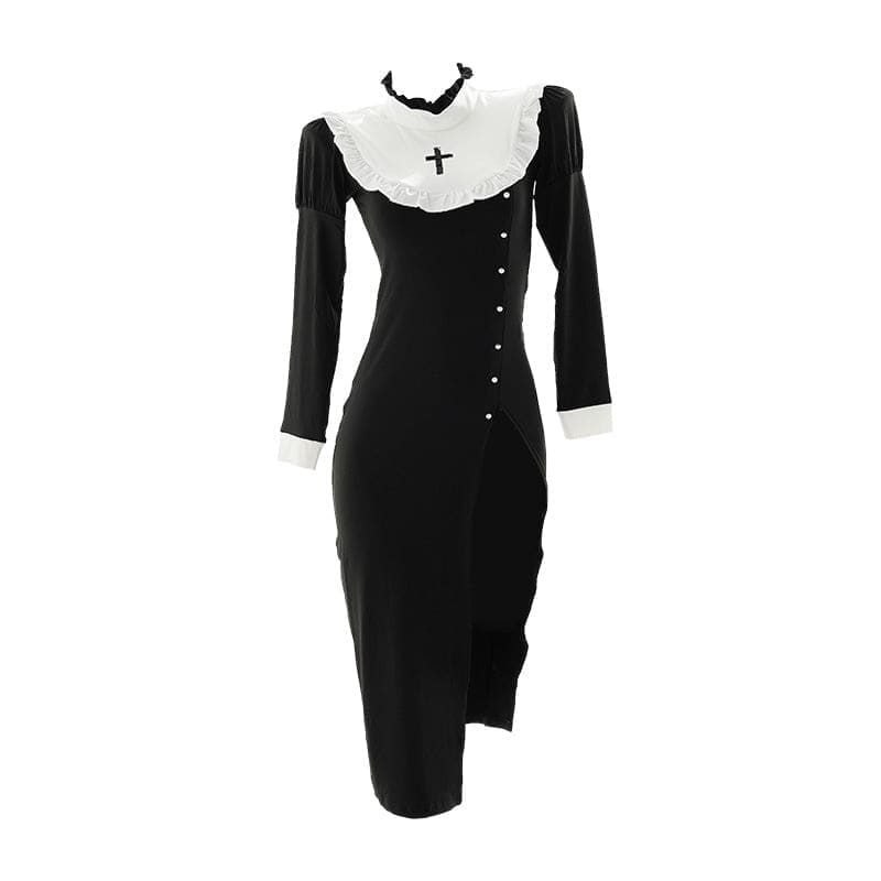 Simple Open Leg Alich Nun Dress