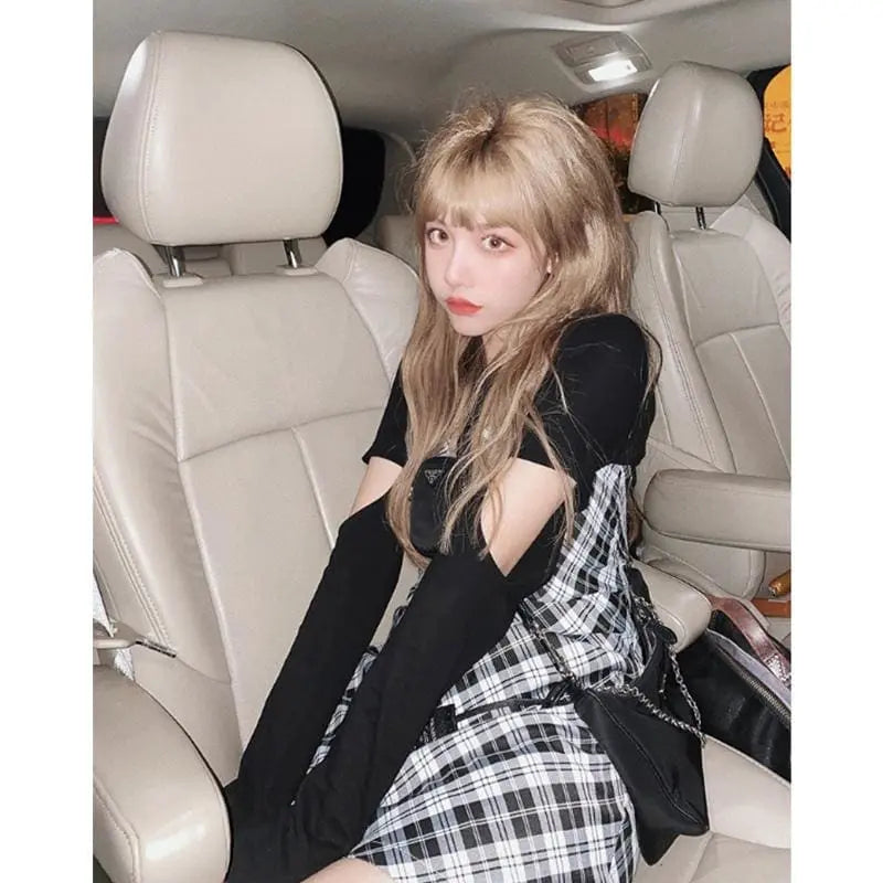 Sleeveless Plaid Spaghetti Strap Slim Fit Slip Dress