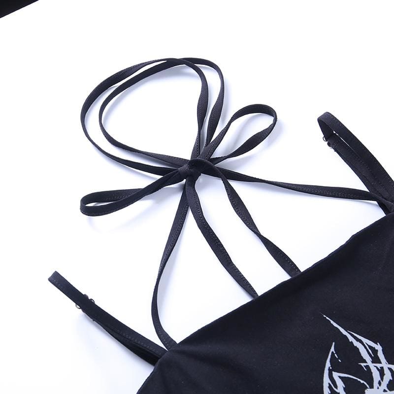 Spider Skull Suspender Black Dress EE0890