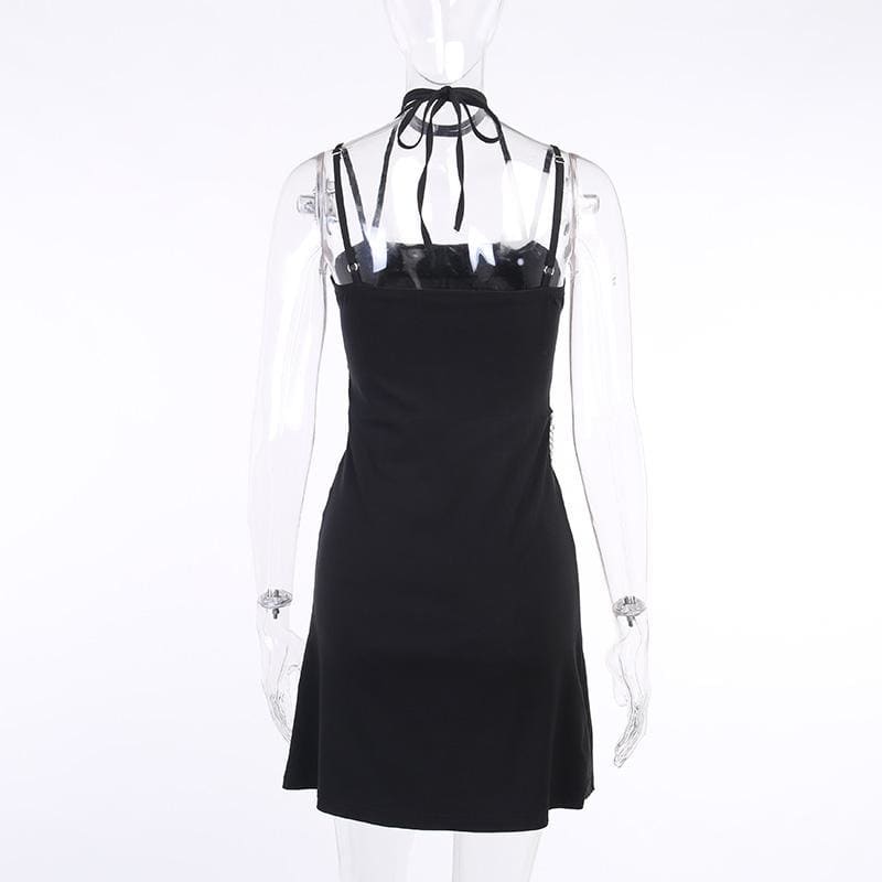 Spider Skull Suspender Black Dress EE0890