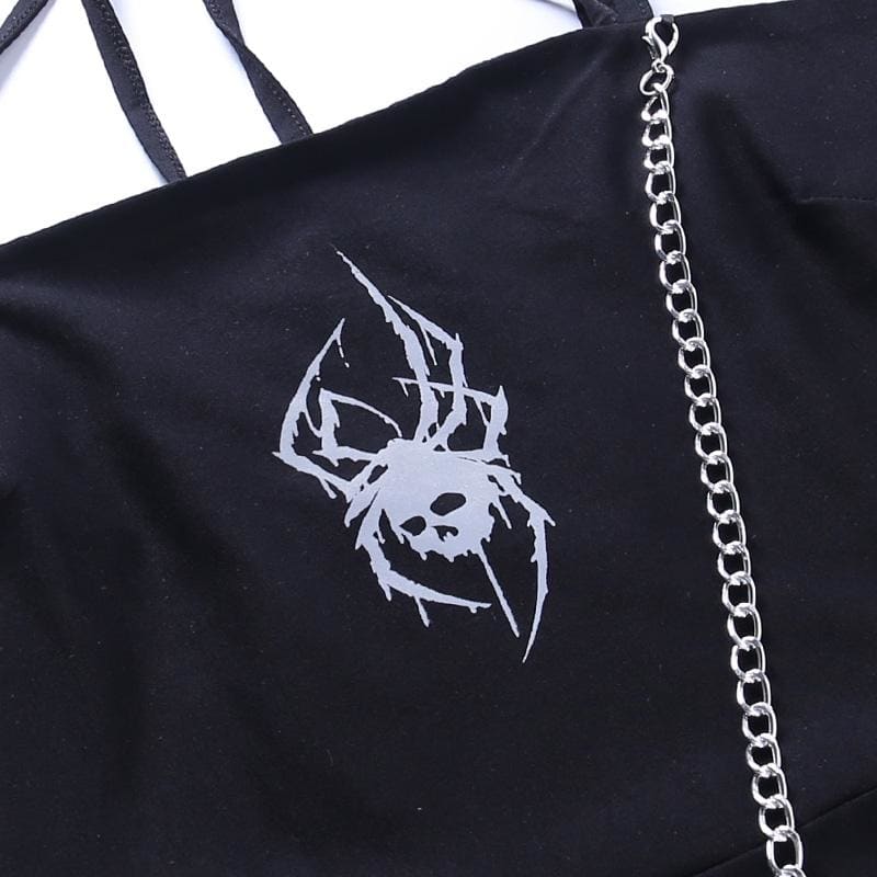 Spider Skull Suspender Black Dress EE0890