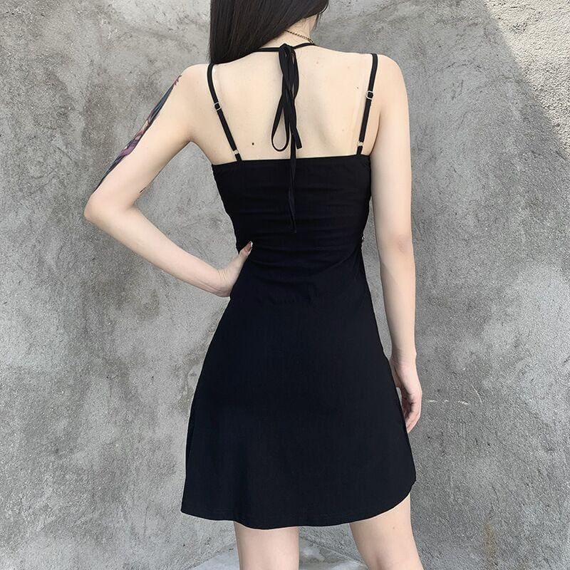 Spider Skull Suspender Black Dress EE0890