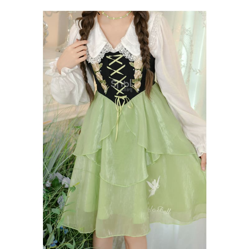 Spring Lovely Flower Girl Green Dress