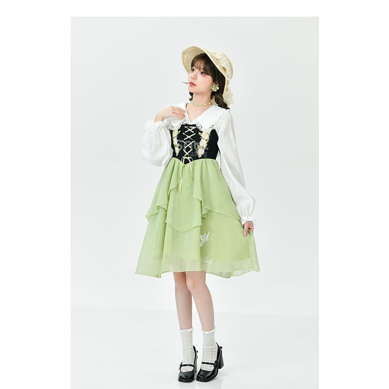 Spring Lovely Flower Girl Green Dress