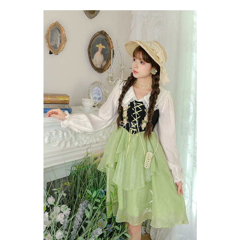 Spring Lovely Flower Girl Green Dress