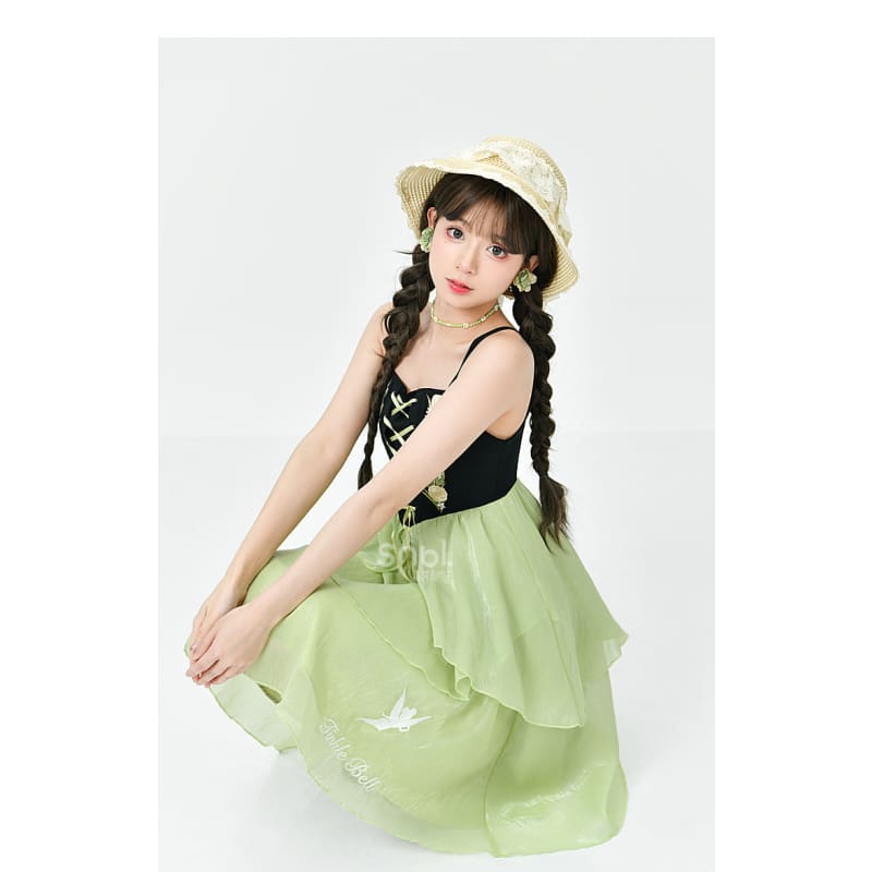 Spring Lovely Flower Girl Green Dress