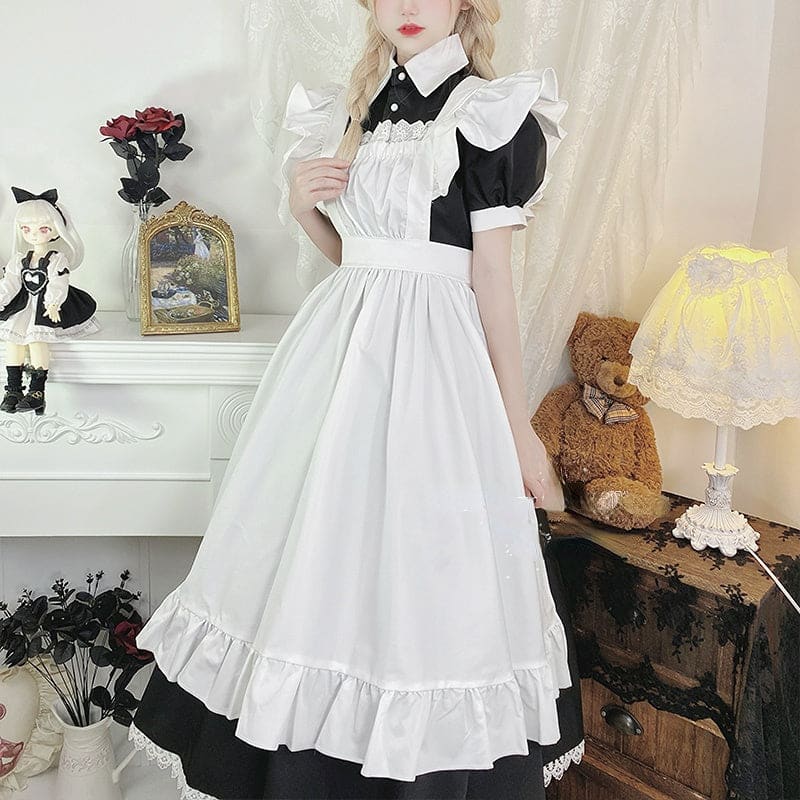 Sweet Classical Neko Maid Long Dress Short Sleeves