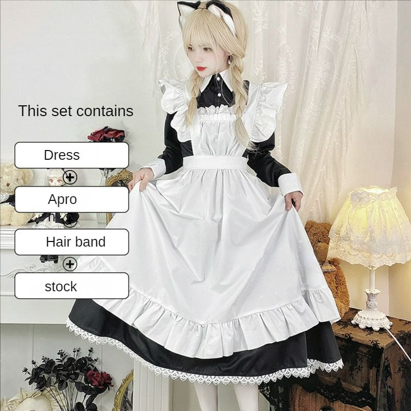 Sweet Classical Neko Maid Long Dress Short Sleeves