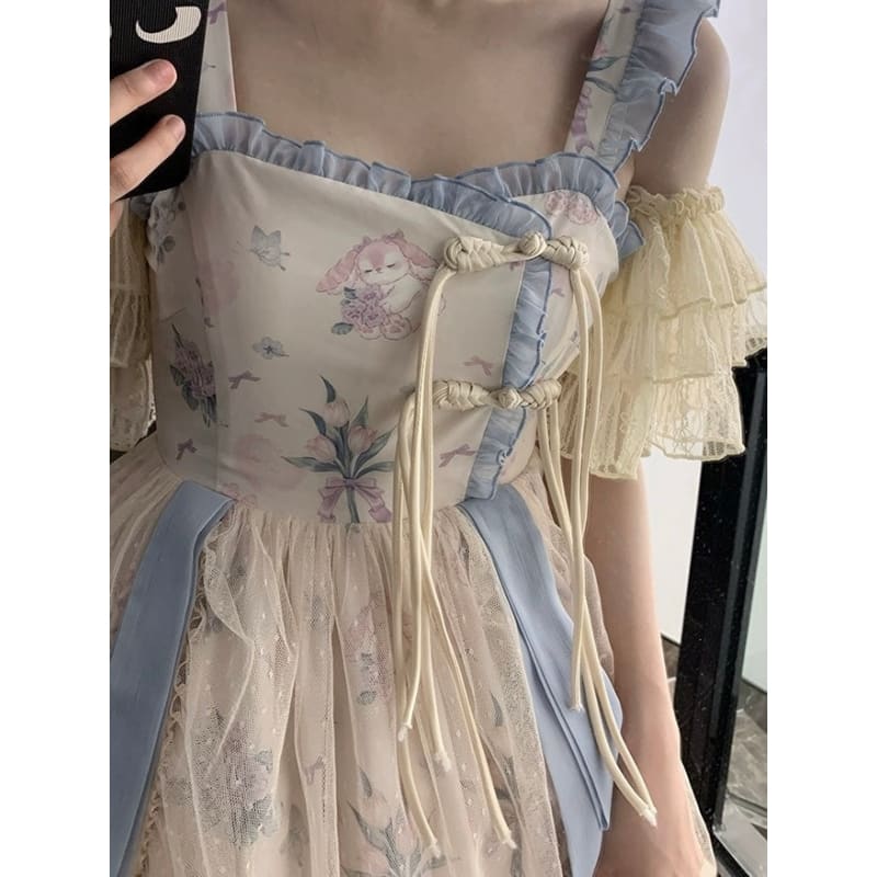 Sweet Floral Cheongsam Dress