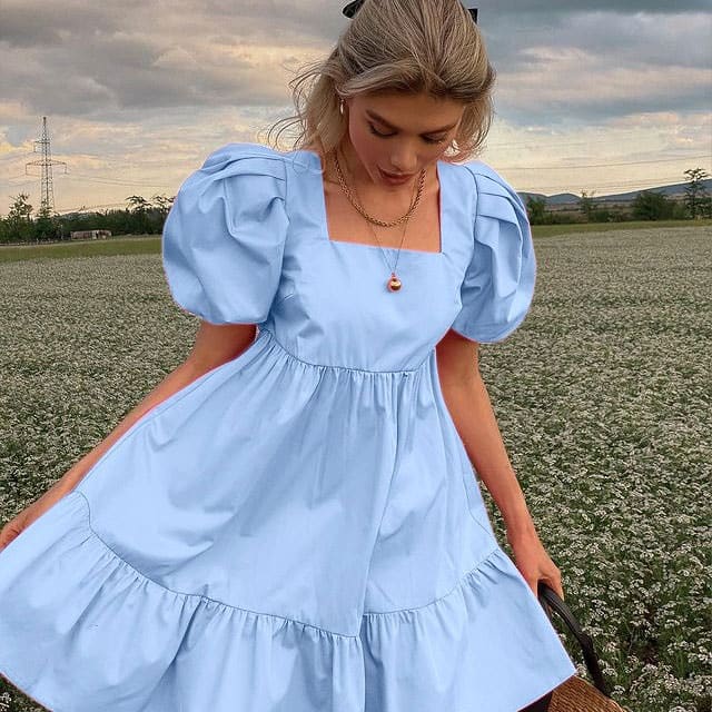 Sweet Puff Sleeve Dress