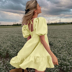 Sweet Puff Sleeve Dress