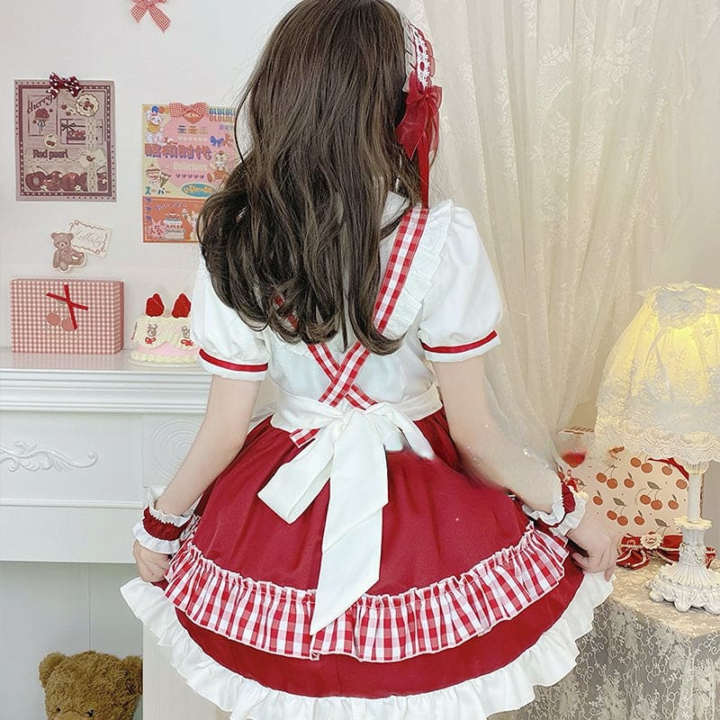 Sweet Red Lolita Cute Princess Maid Dress