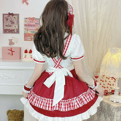 Sweet Red Lolita Cute Princess Maid Dress