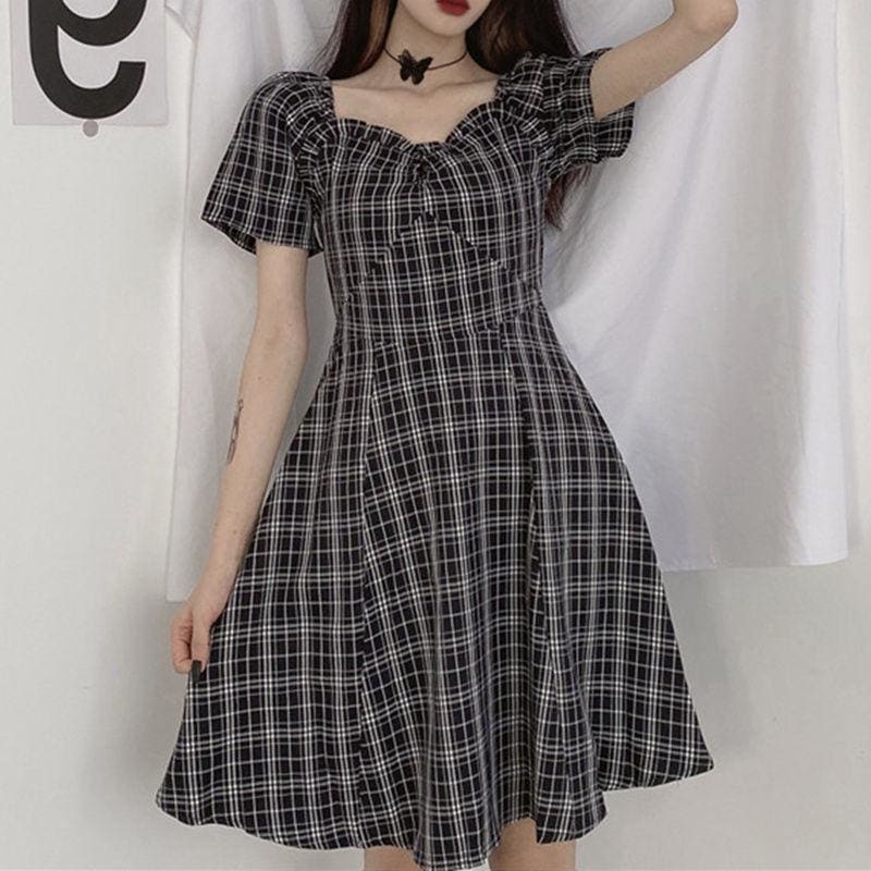 Sweet Summer Casual Plaid Long Dress