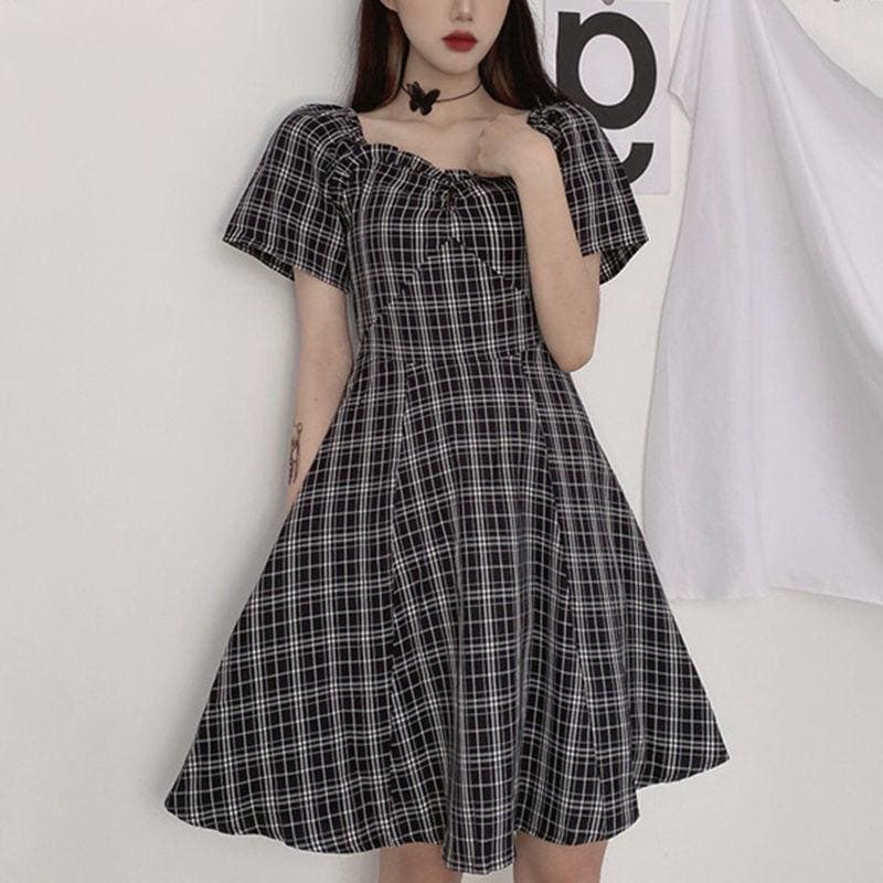Sweet Summer Casual Plaid Long Dress